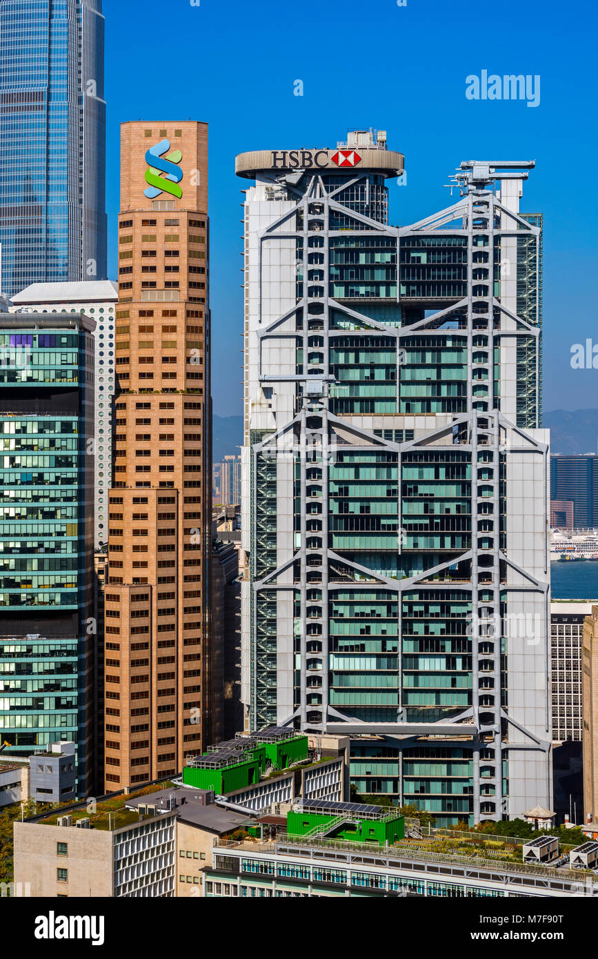 L'HSBC Building, progettato da Norman Foster, Hong Kong Foto Stock