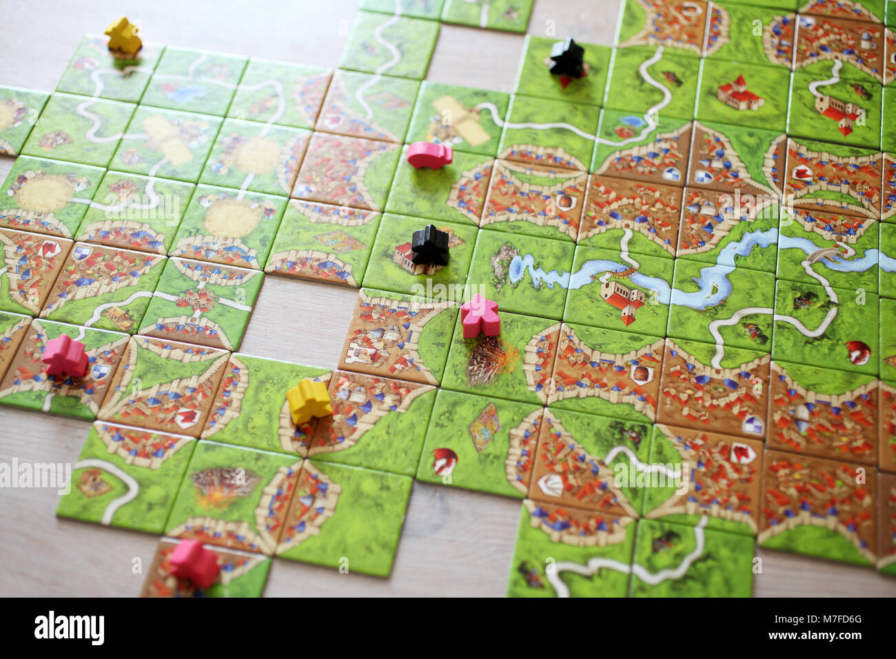 Il moderno popolare gioco da tavolo Carcassonne Foto Stock