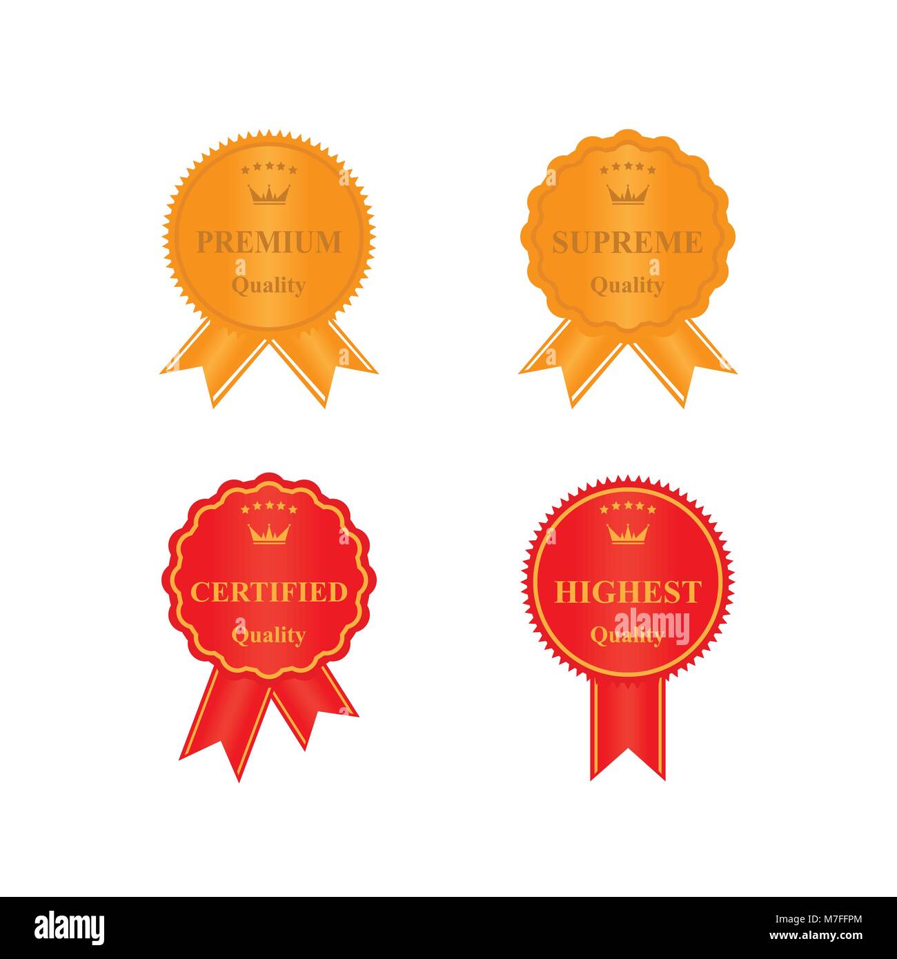 Impostare golden e etichette rosse Illustrazione Vettoriale