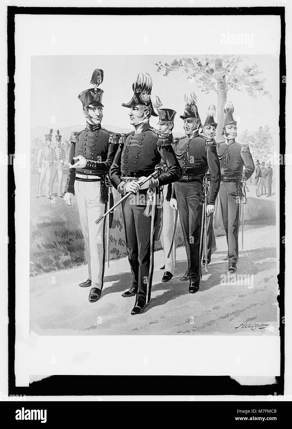 Questa fotografia raffigura un'uniforme dell'esercito degli Stati Uniti dal 1852 al 51, indossata da un ufficiale di stato maggiore o da un cadetto. Fa parte della collezione Library of Congress, catalogata come LCCN2016821265. Foto Stock