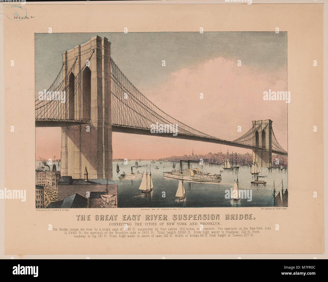 Il grande East River sospensione ponte- che collega la città di New York e Brooklyn LCCN2001704256 Foto Stock