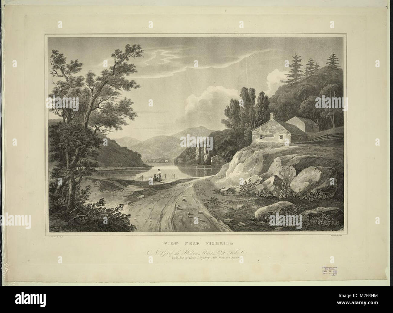 Una vista del paesaggio vicino a Fishkill, New York, dipinto da W.G. Wall e inciso da I. Hill, raffigurante il paesaggio naturale della zona. Foto Stock