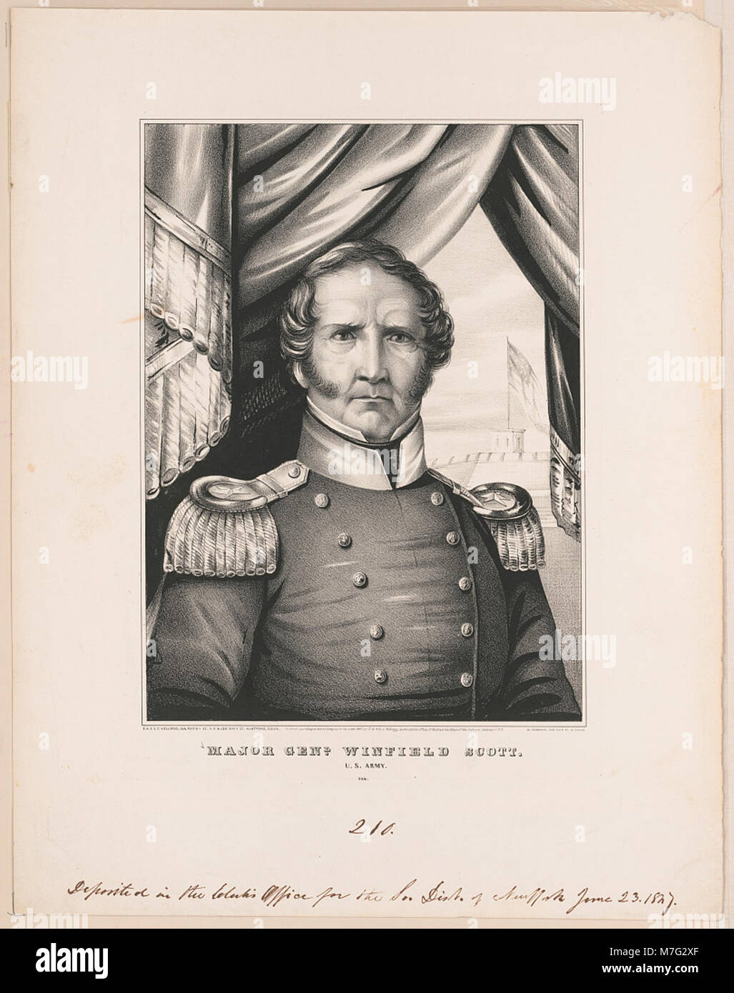 Un ritratto del maggiore generale Winfield Scott, una figura importante nella storia militare degli Stati Uniti. Conosciuto per la sua leadership durante la guerra messicano-americana e il suo ruolo nella guerra civile, Scott fu un ufficiale militare di spicco del XIX secolo. Foto Stock