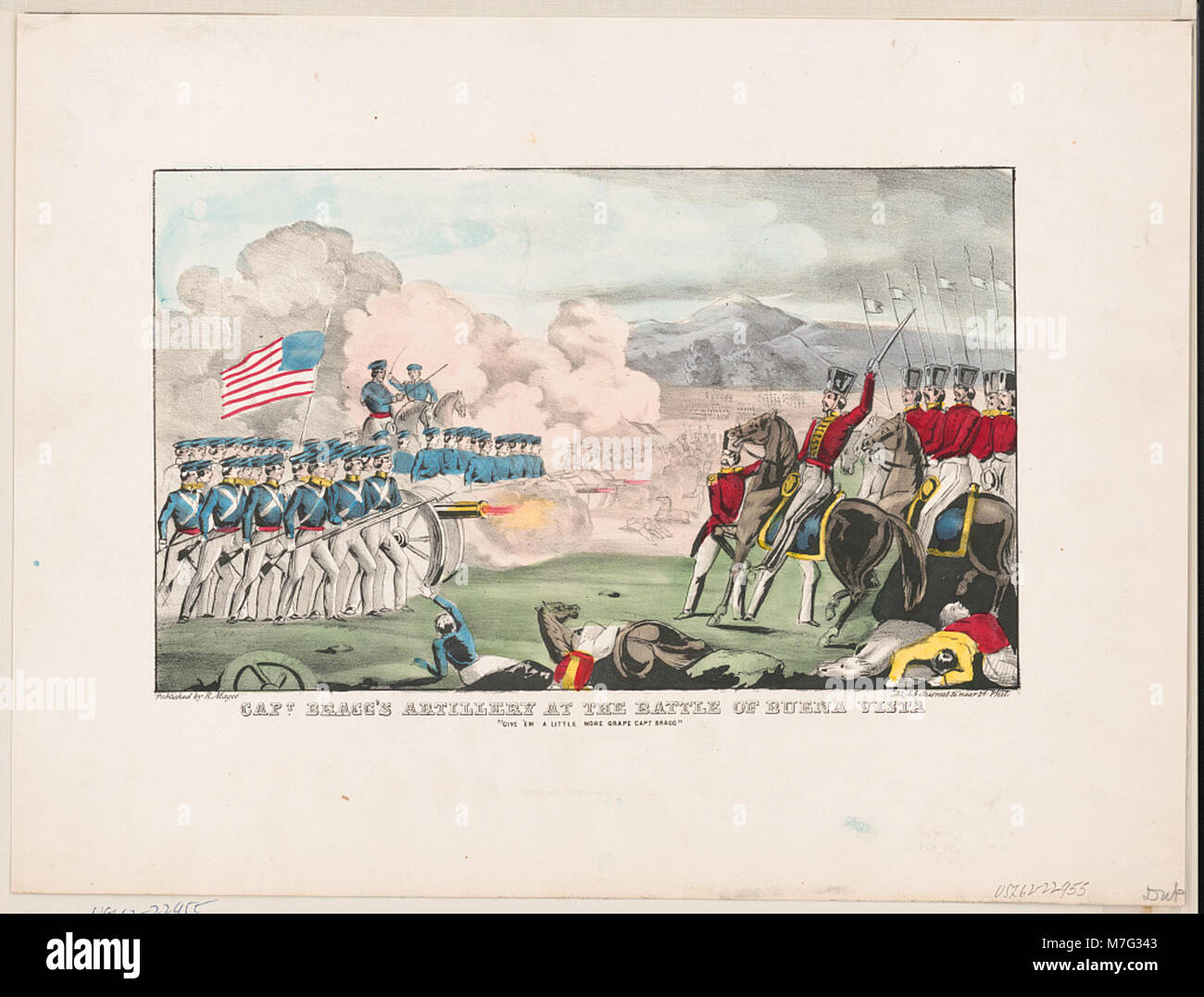 L'artiglieria del capitano Bragg giocò un ruolo significativo nella battaglia di Buena Vista durante la guerra messicano-americana, con il famoso comando "Give 'em a Little more Grape" durante l'intenso fuoco d'artiglieria. Foto Stock