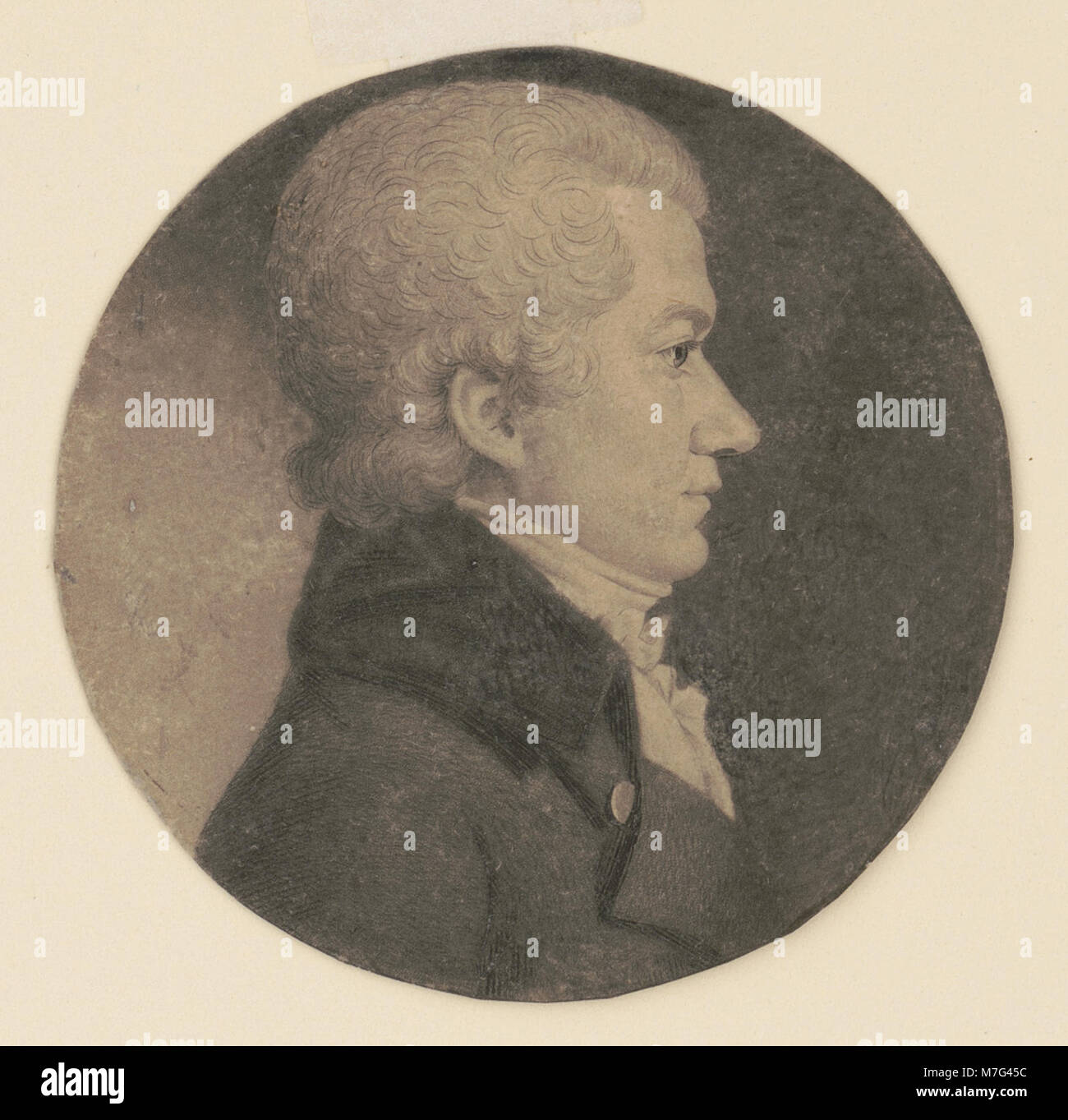 Questo ritratto testa e spalle raffigura James Stuart, catturato in profilo, che fornisce una rappresentazione classica di questa figura storica del XIX secolo. Foto Stock