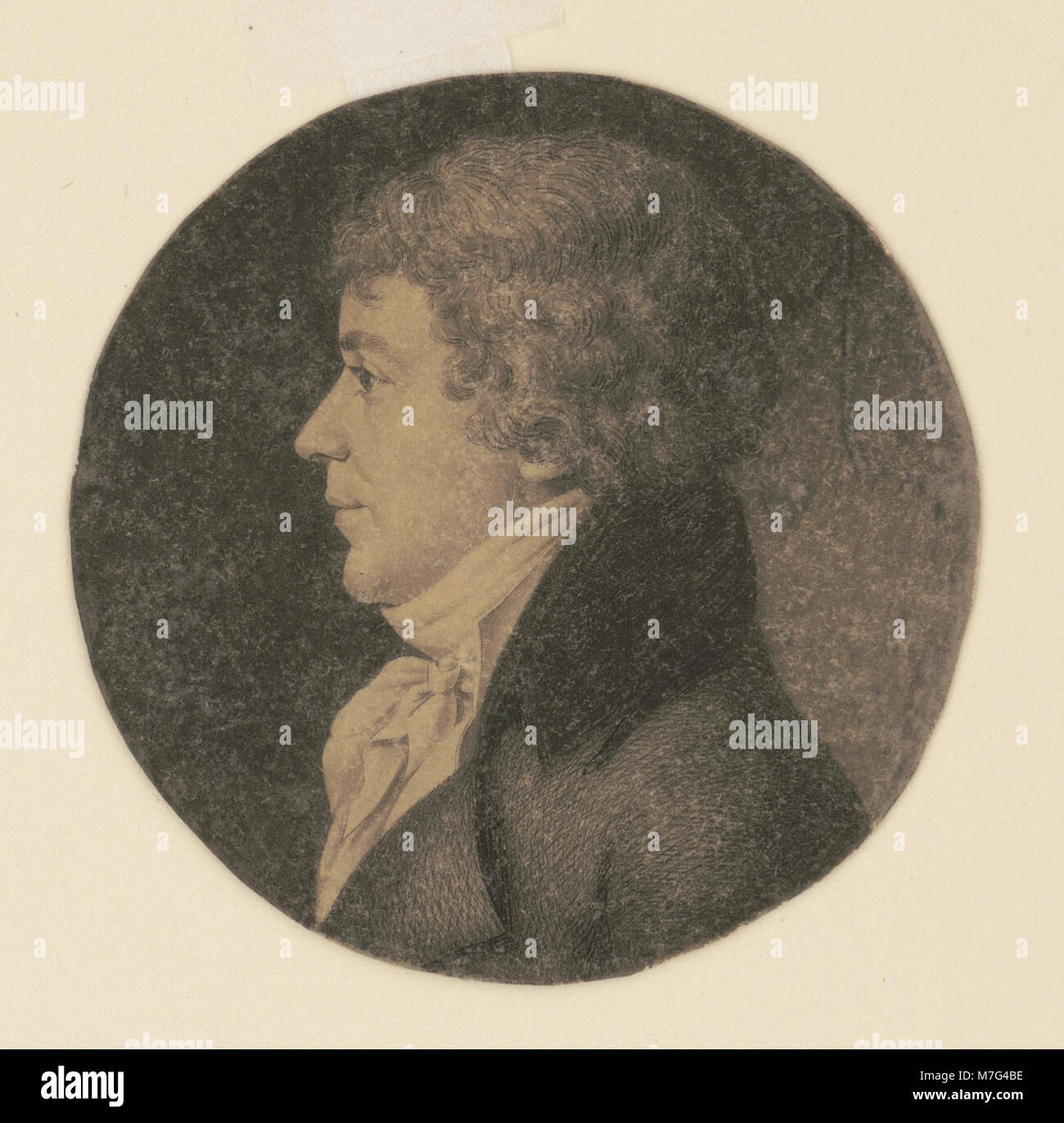 Ritratto di John Simon Chaudron, ritratto a testa e spalle, catturato in una vista del profilo a sinistra. Questa fotografia fornisce una rappresentazione formale di Chaudron, che è probabilmente noto per i suoi contributi alla storia o alla cultura americana. Foto Stock