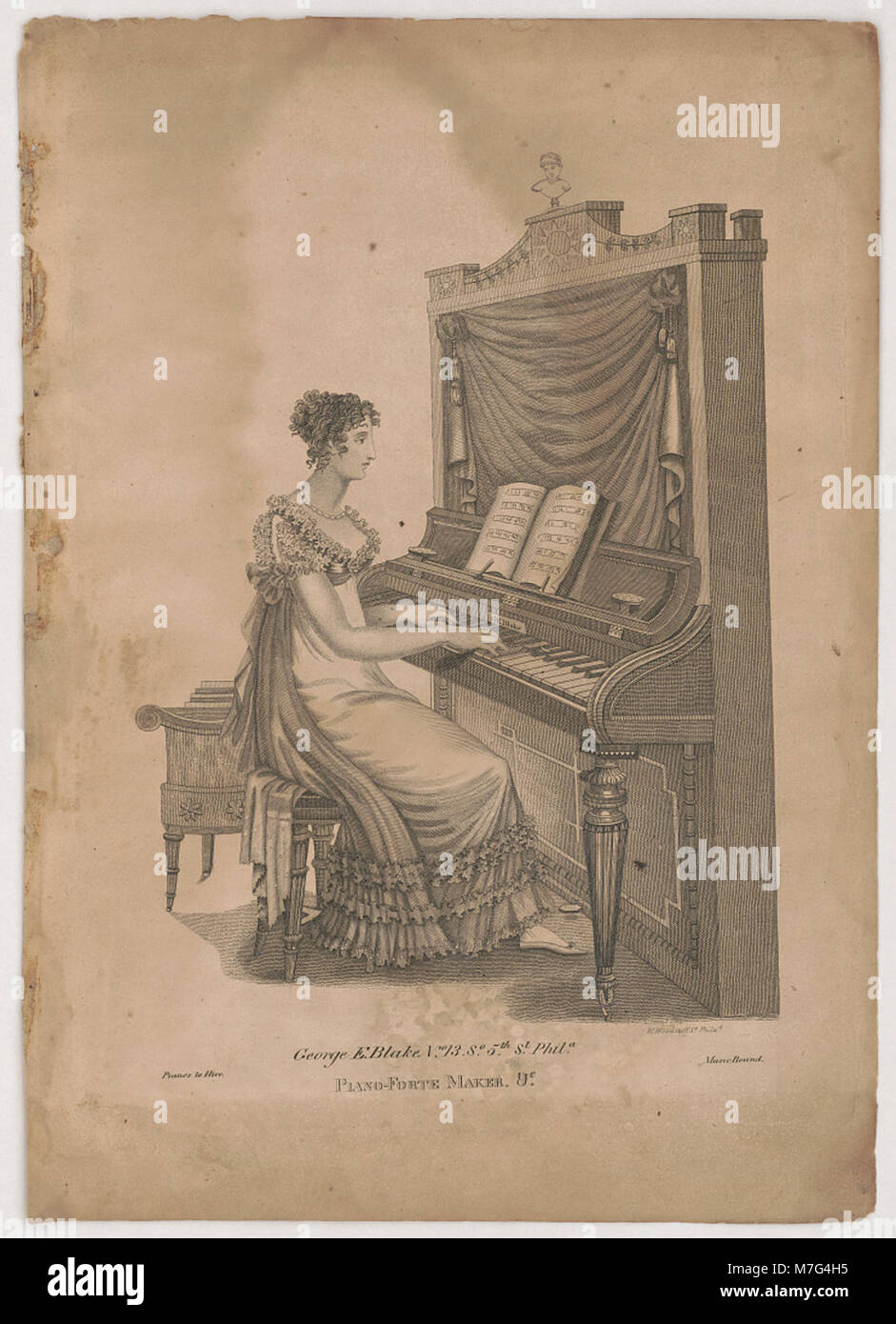 George E. Blake n. 13, So. 5° San Phila. Piano-forte maker. &C - W. Woodruff sc. Philad. LCCN2013651025 Foto Stock