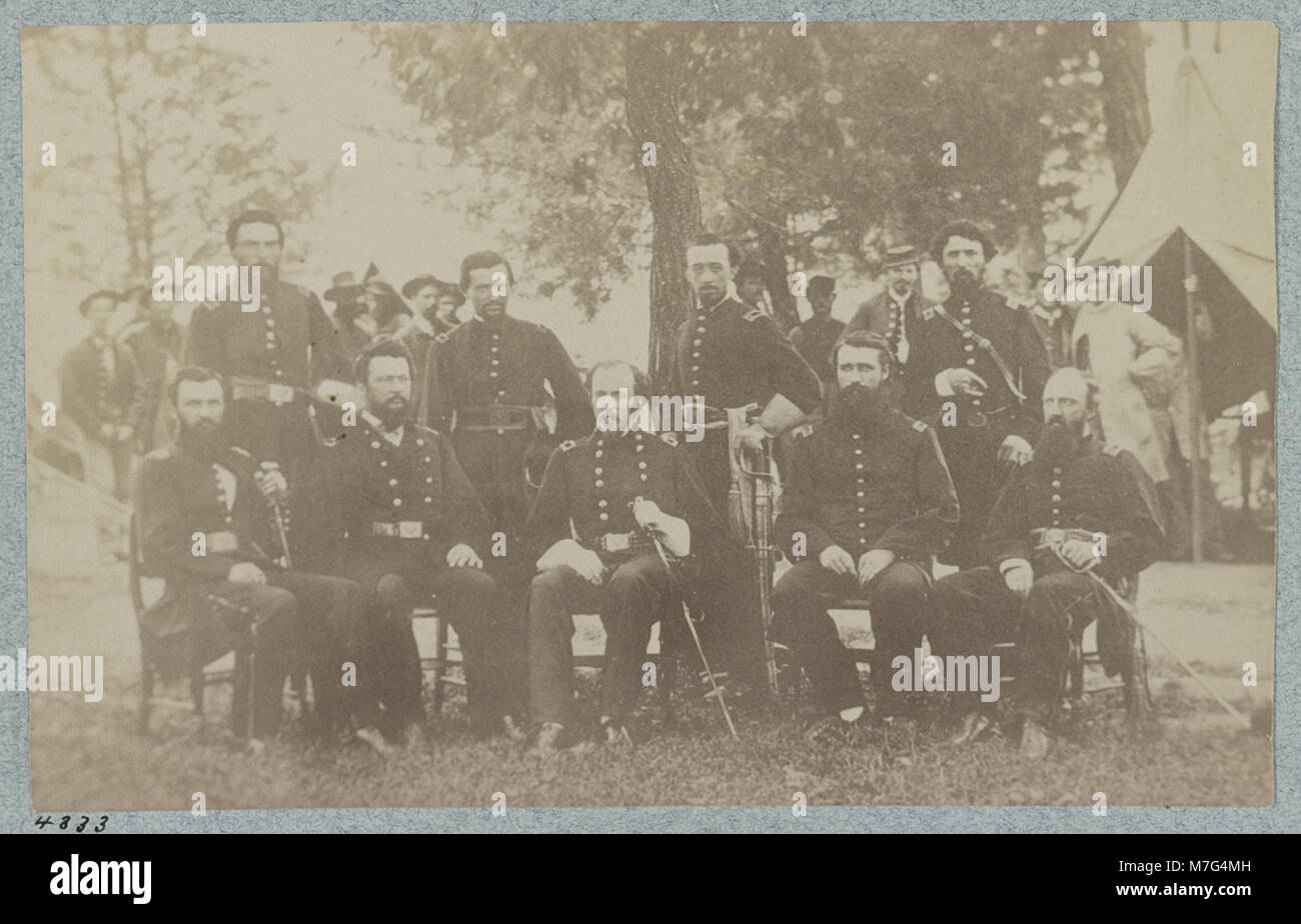 Una fotografia di Brevet, il maggiore generale E. Opdyke e il suo staff, che mostra la loro leadership militare durante la guerra civile americana. Foto Stock