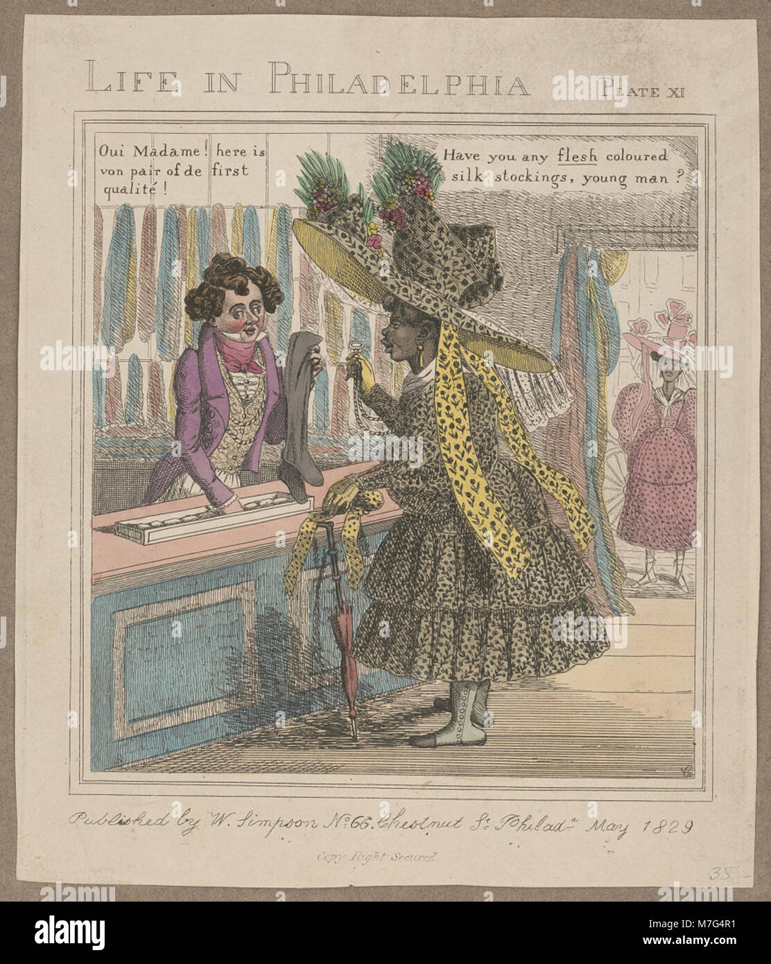 Un'immagine raffigurante la vita quotidiana a Philadelphia durante la fine del XIX secolo. Questo piatto cattura le attività quotidiane, i trasporti e la vita sociale della città. Foto Stock