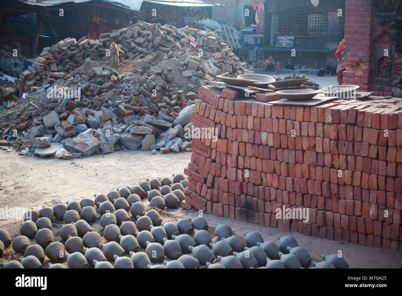 Pottery Square, Bhaktapur, Valle di Kathmandu, Nepal Foto Stock