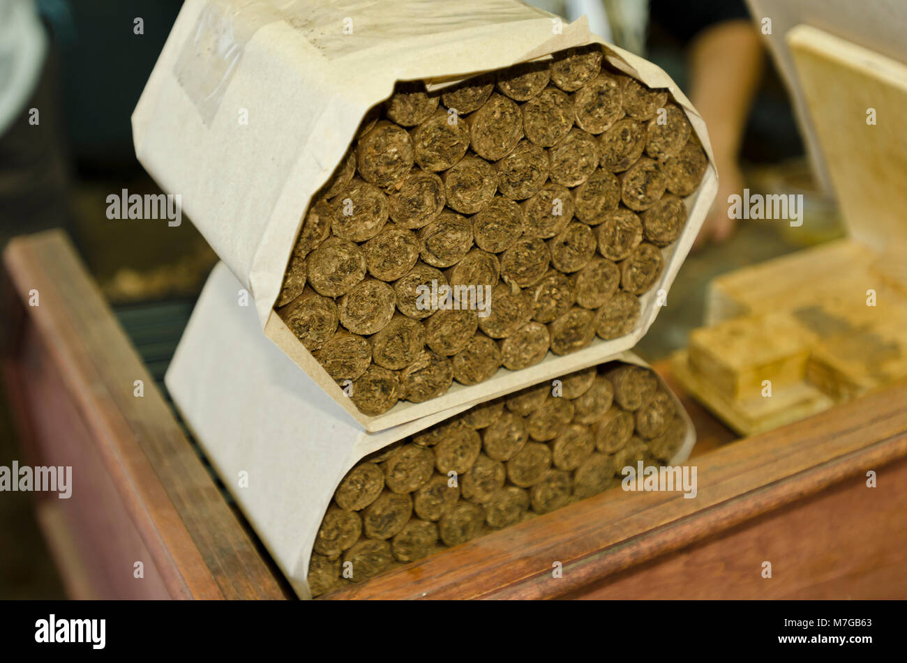 Pile di sigari, Ybor City, Florida Foto Stock
