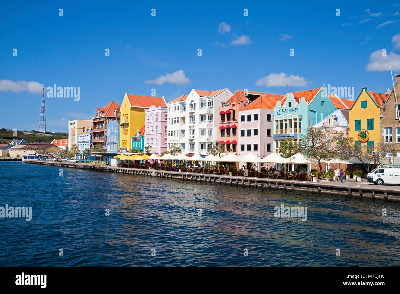 La Scenic Punda lato del porto di Willemstad è un Curacao nazionale simbolo iconico. Foto Stock