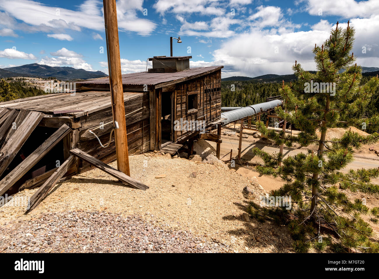 Ruminanti di un vecchio edificio e operazione mineraria in Colorado Foto Stock