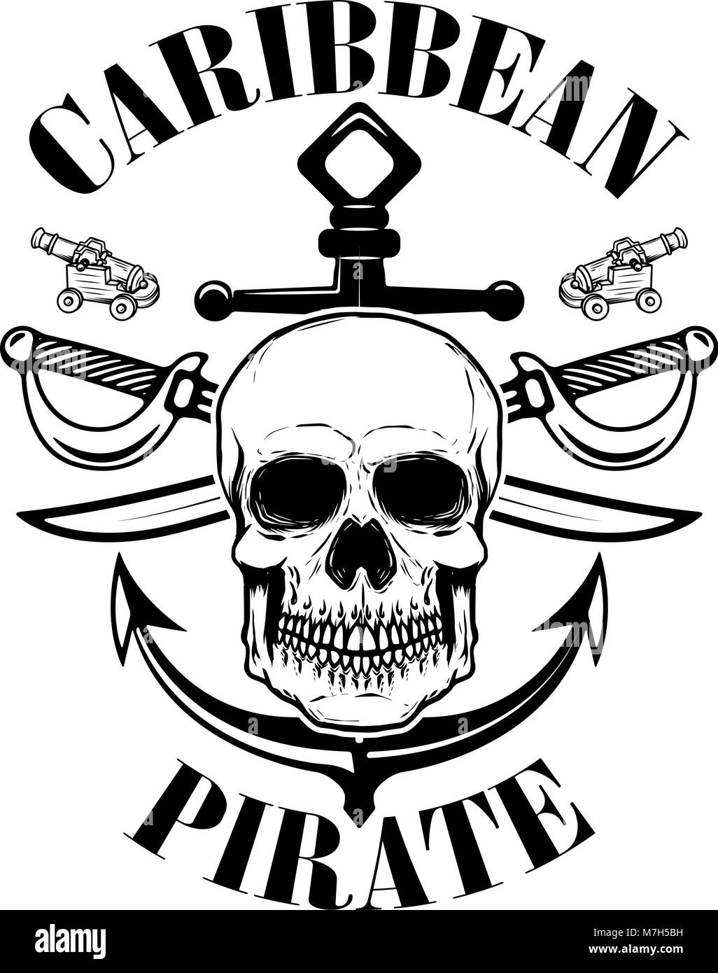 I pirati. Modello emblema con spade e pirata cranio. Elemento di design per il logo, l'etichetta, emblema, segno. Illustrazione Vettoriale Immagine e Vettoriale - Alamy