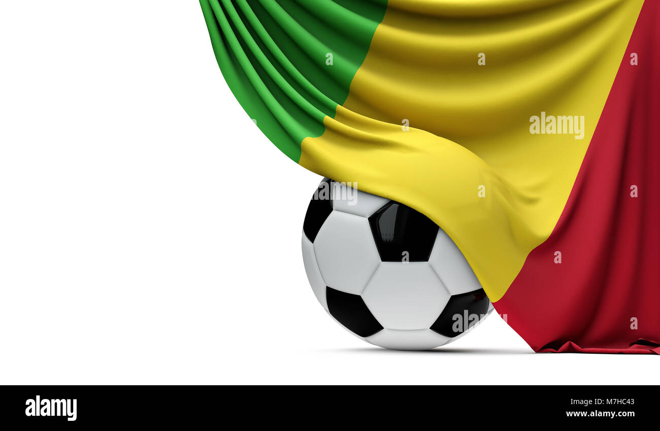 Mali bandiera nazionale avvolto su un calcio palla. Il rendering 3D Foto Stock