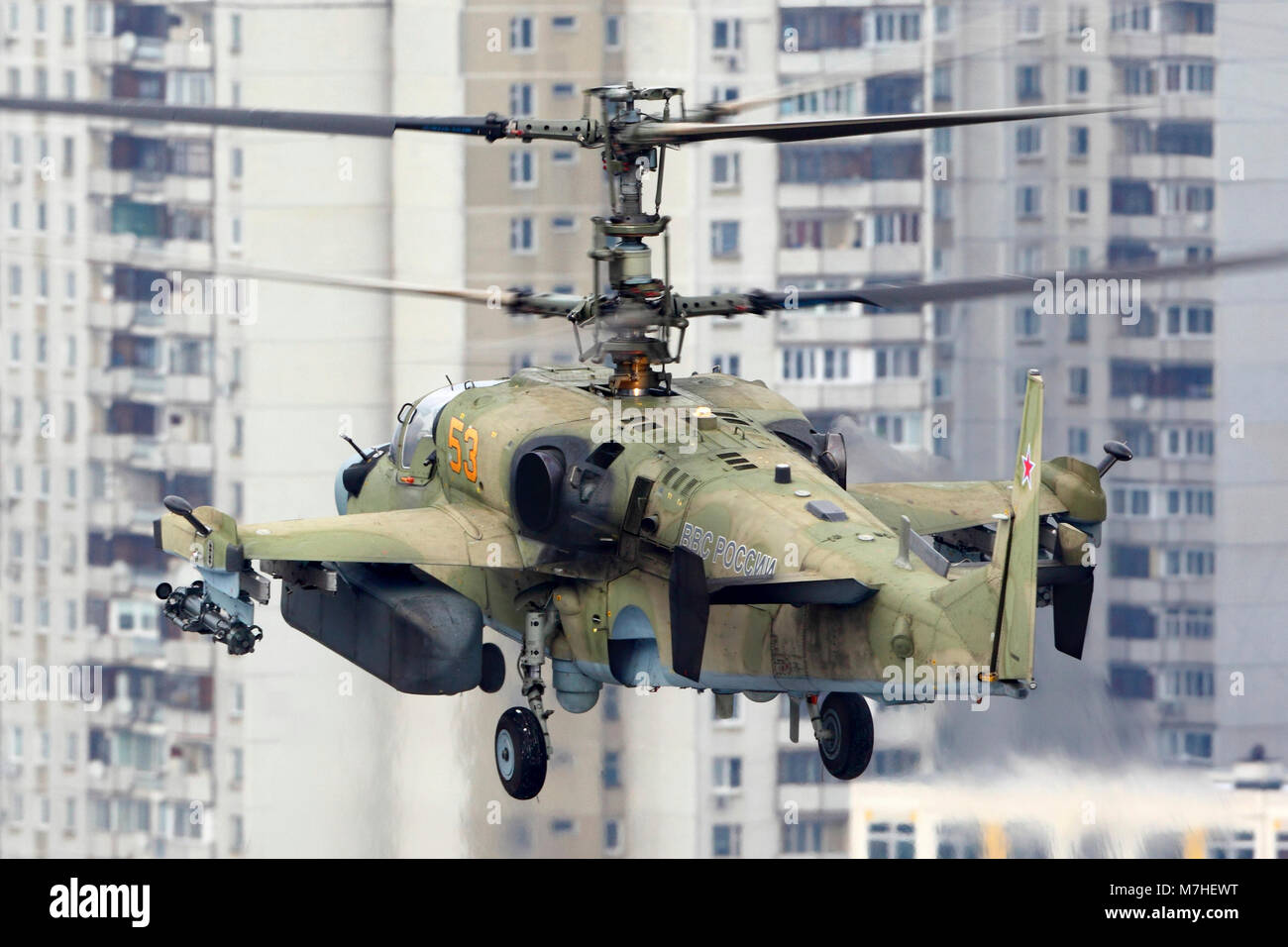 Ka-52 Alligator elicottero d'assalto del russo Air Force sbarco, Russia. Foto Stock