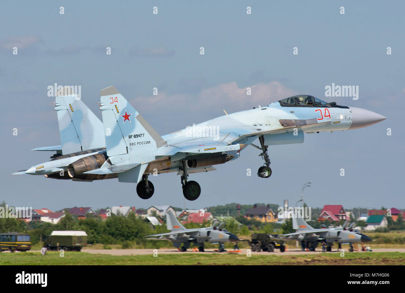 Il russo Air Force Su-35 durante Aviadarts 2016 in Ryazan, Russia. Foto Stock