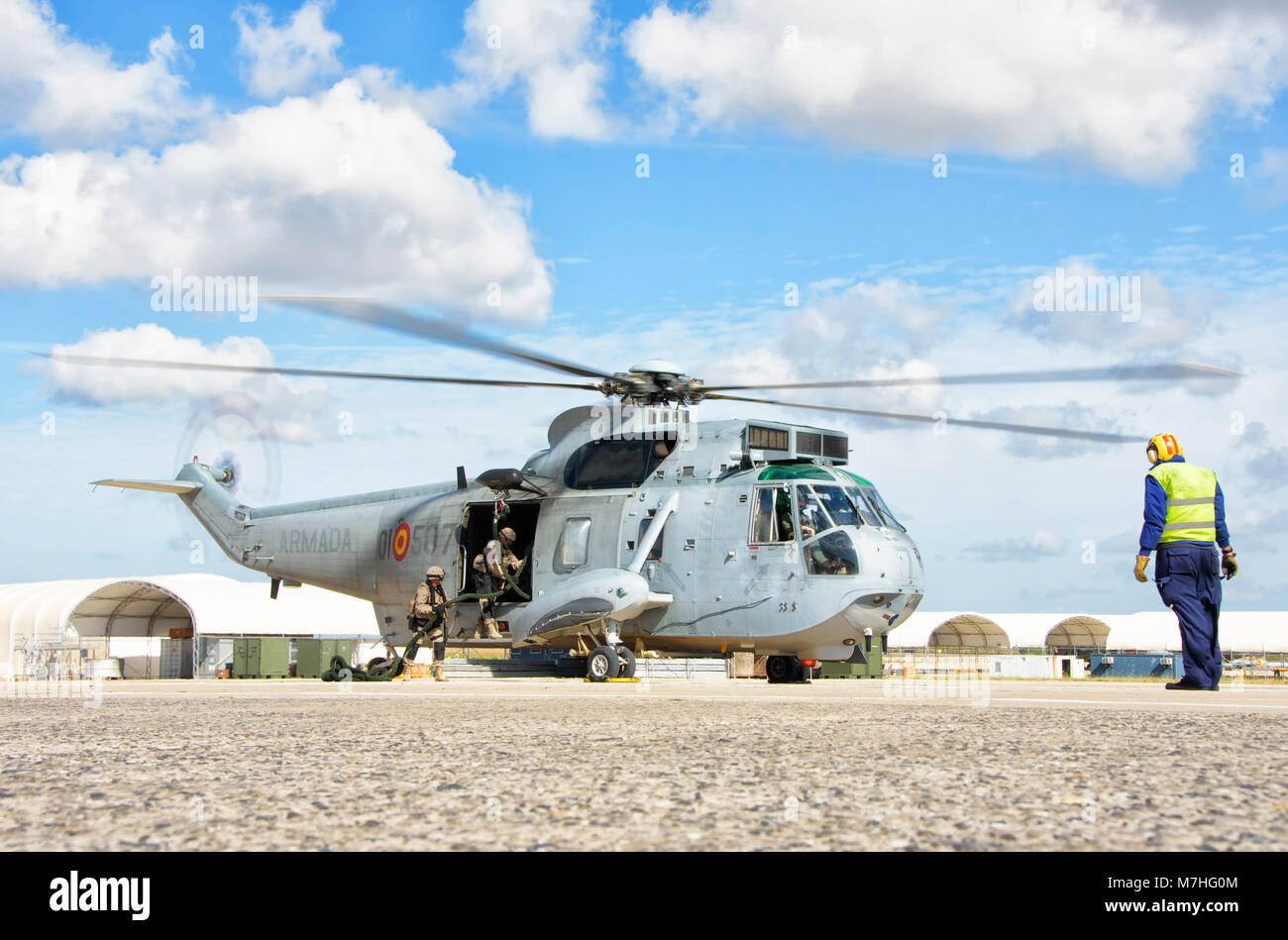 Marina spagnola SH-3D a Rota Naval Air Station, Spagna. Foto Stock