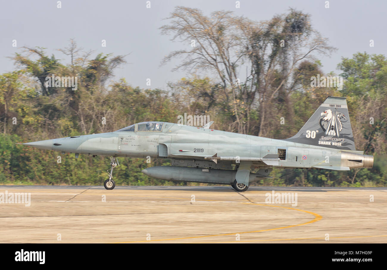 Royal Thai Air Force F-5F durante l'esercizio a far fronte Tiger 2016 in Thailandia. Foto Stock