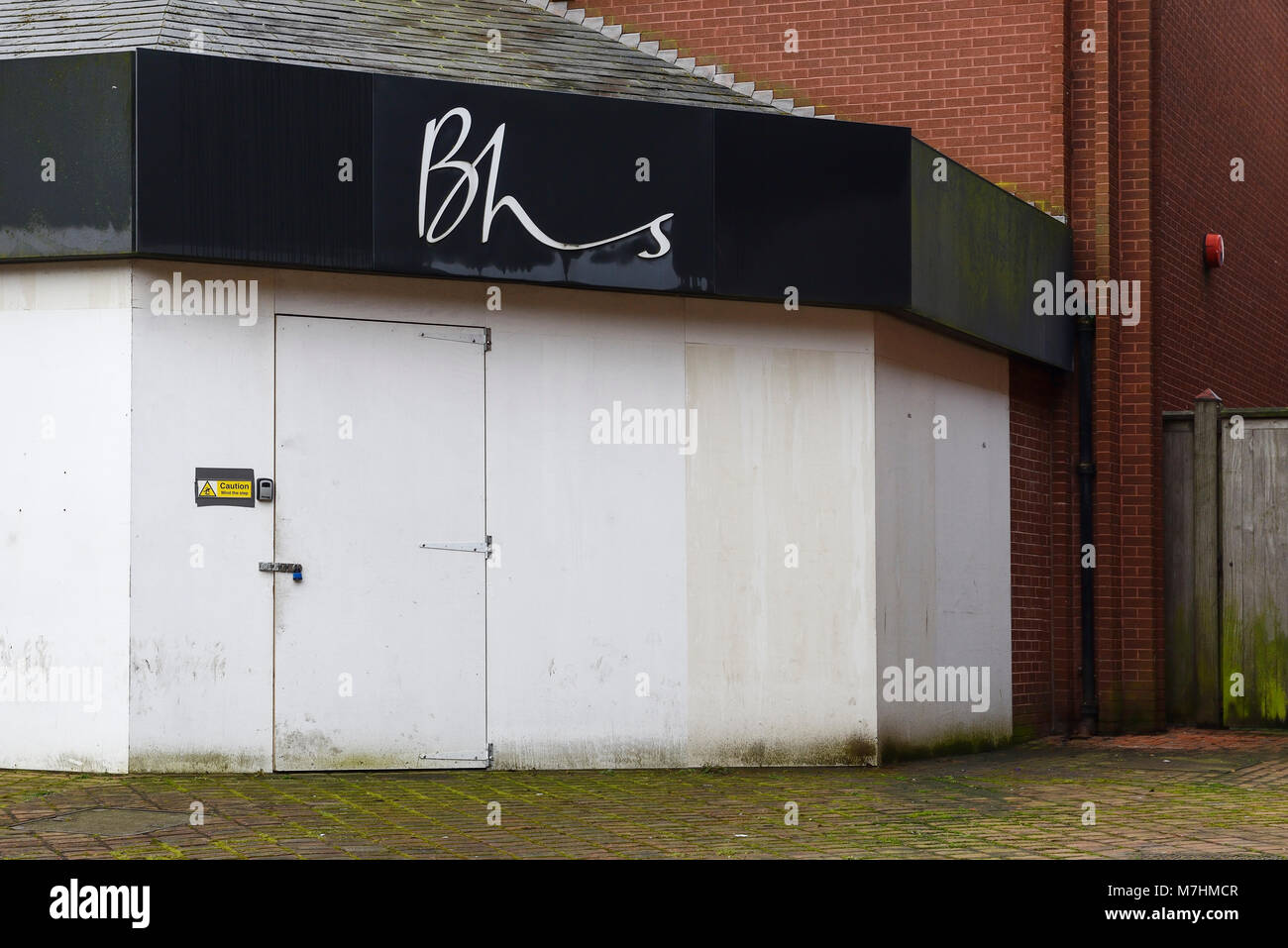 Intavolato BHS shop ingresso in Chester city centre REGNO UNITO Foto Stock