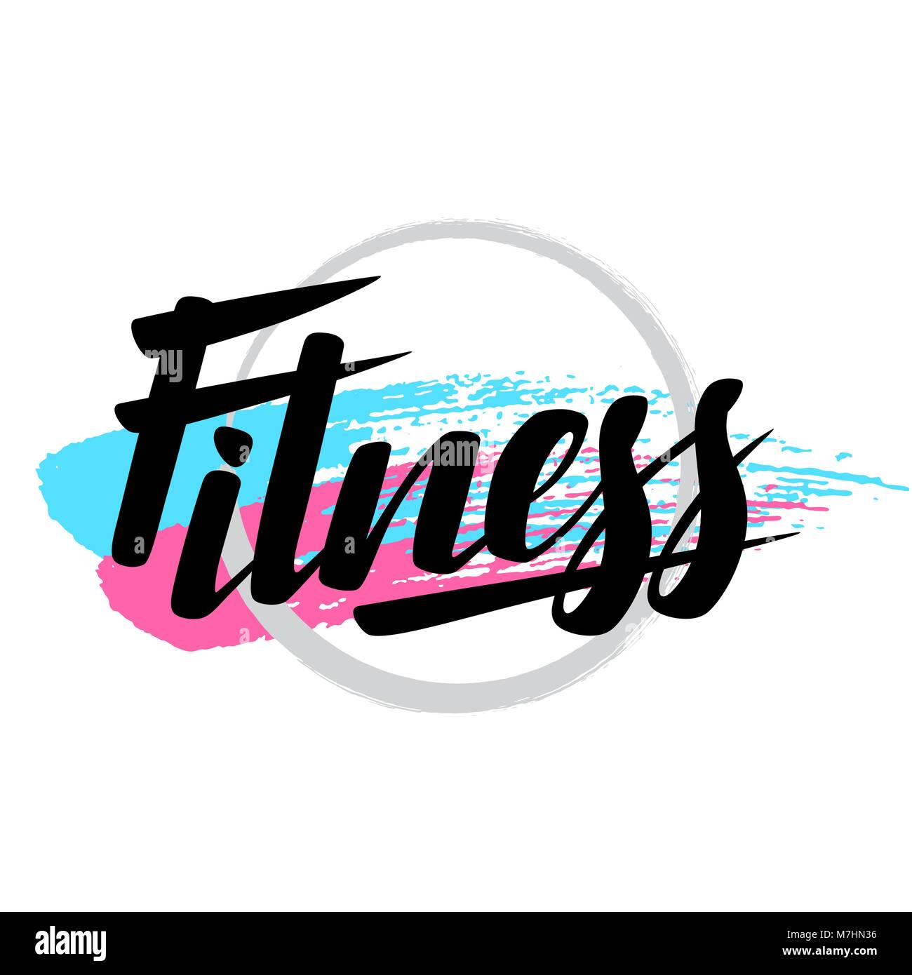 Lettering Fitness concetto poster. Parola manoscritta per striscioni, stampa su magliette, sports club emblema Illustrazione Vettoriale