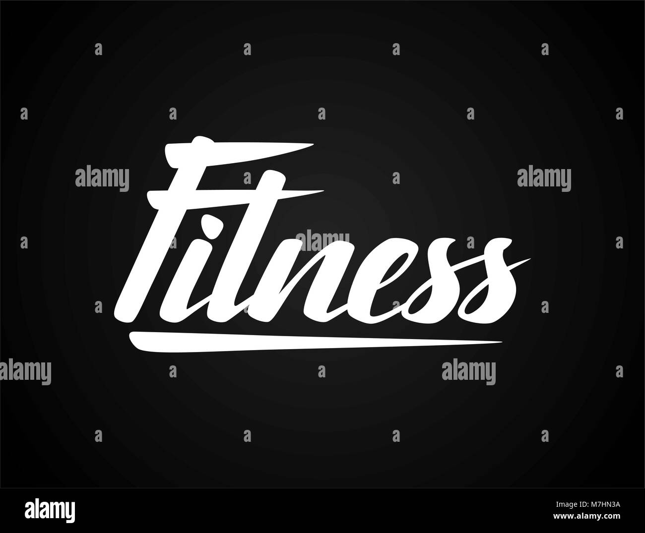 Lettering Fitness concetto poster. Parola manoscritta per striscioni, stampa su magliette, sports club emblema Illustrazione Vettoriale