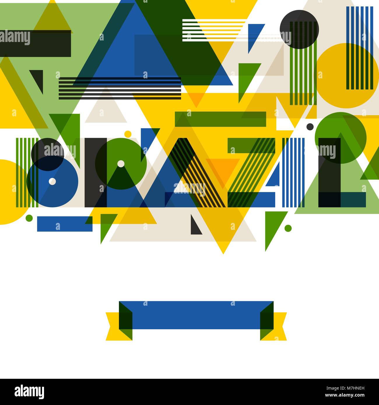 Sfondo con il Brasile in astratto stile geometrico. Design per copertine, depliant turistico, banner pubblicitario Illustrazione Vettoriale