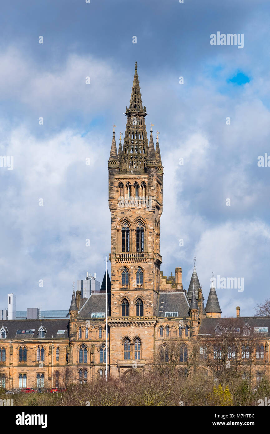 Vista dell'Università di Glasgow, Scotland, Regno Unito Foto Stock