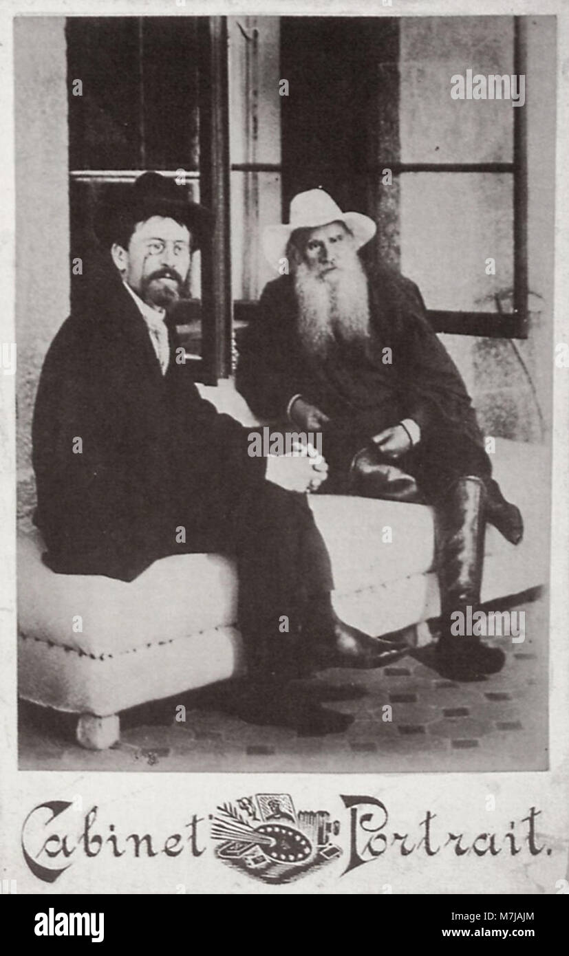 Sergenko, Petr Alekseevič - Tolstoj und Čechov auf der Dača von Panina (2) (Zeno fotografie) Foto Stock