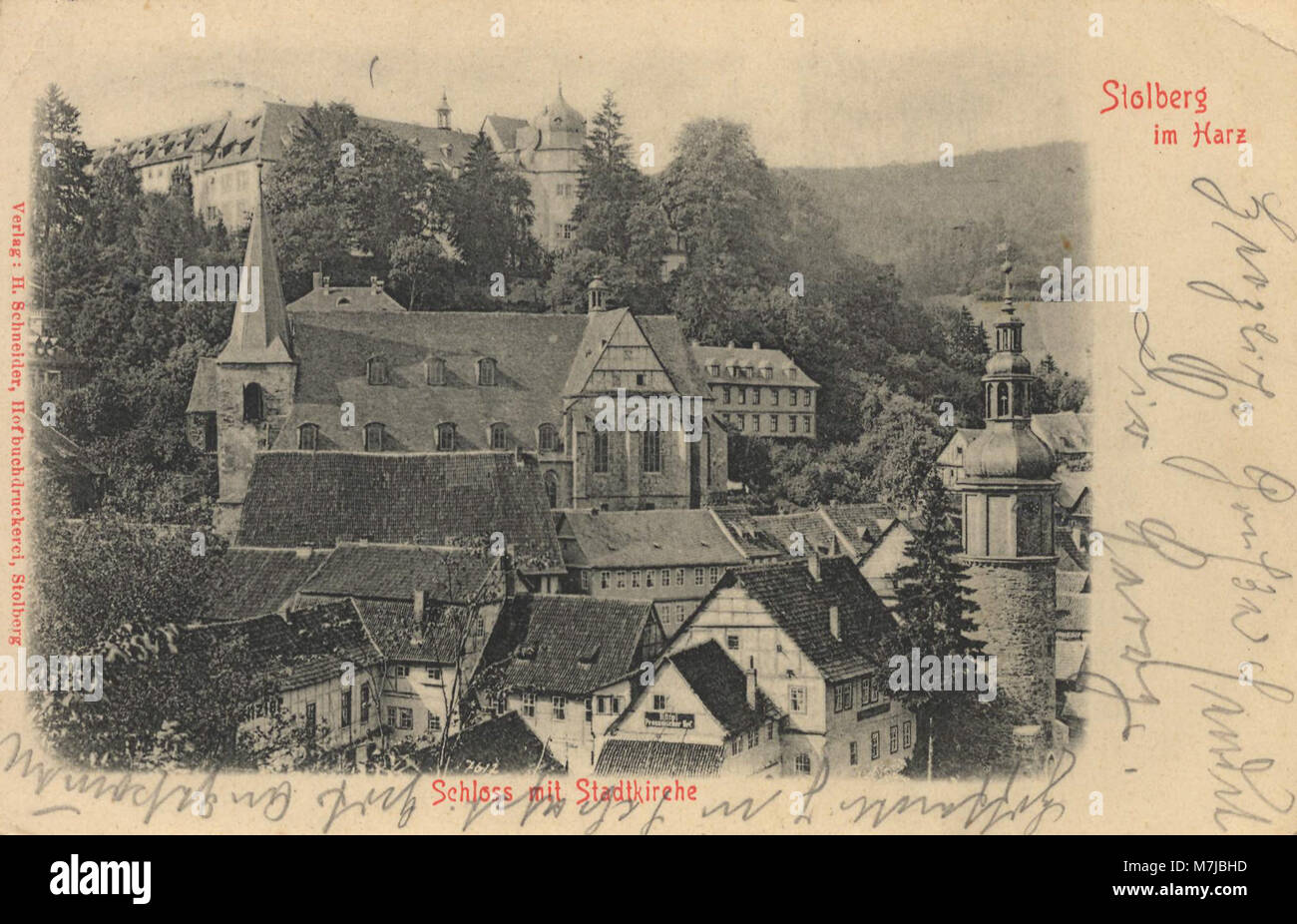 Stolberg, Sachsen-Anhalt - Schloss mit Stadtkirche (Zeno Ansichtskarten) Foto Stock