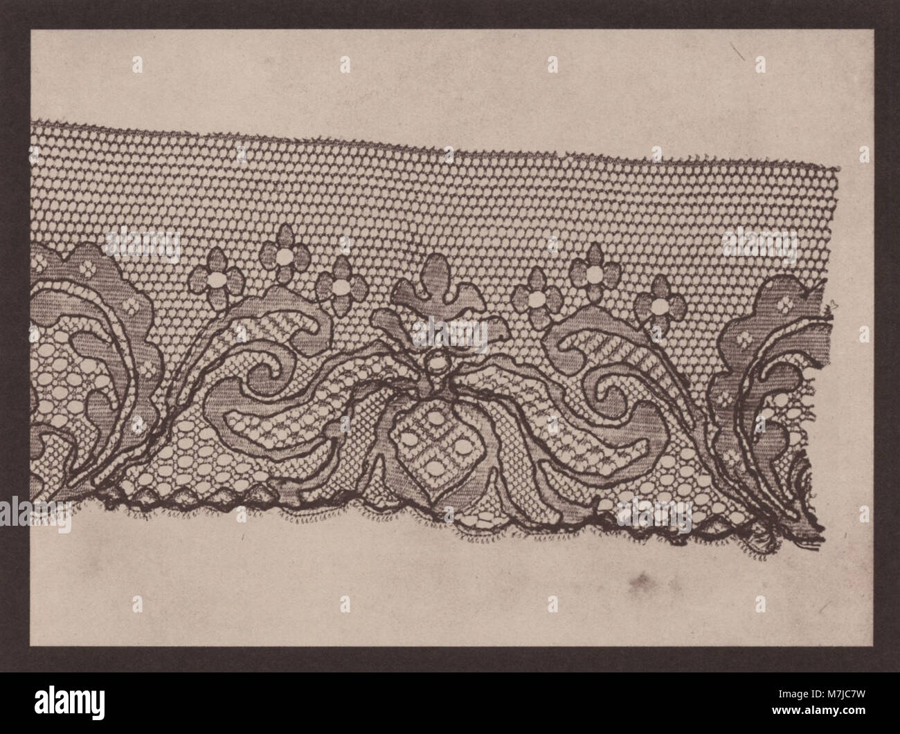 Un fotogramma di William Henry Fox Talbot, che cattura un intricato motivo in pizzo, che mostra le prime tecniche di fotografia della metà del XIX secolo. Foto Stock