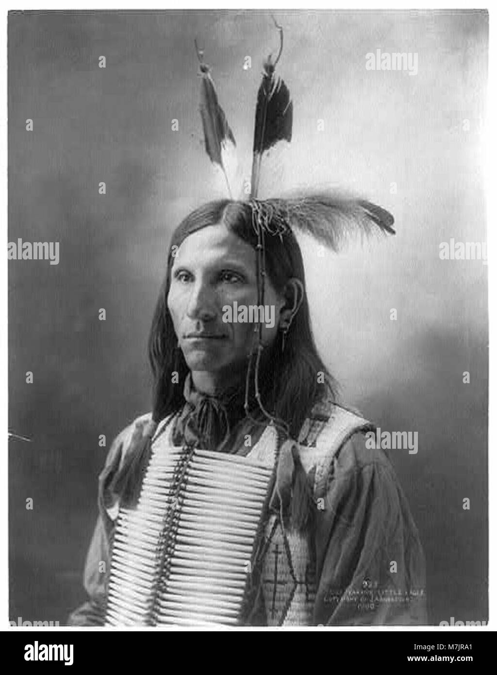 Una fotografia di Little Eagle, una figura importante nella cultura dei nativi americani. Little Eagle potrebbe riferirsi a uno specifico individuo o simbolo, che riflette il più ampio contesto della storia e della cultura dei nativi americani. Foto Stock