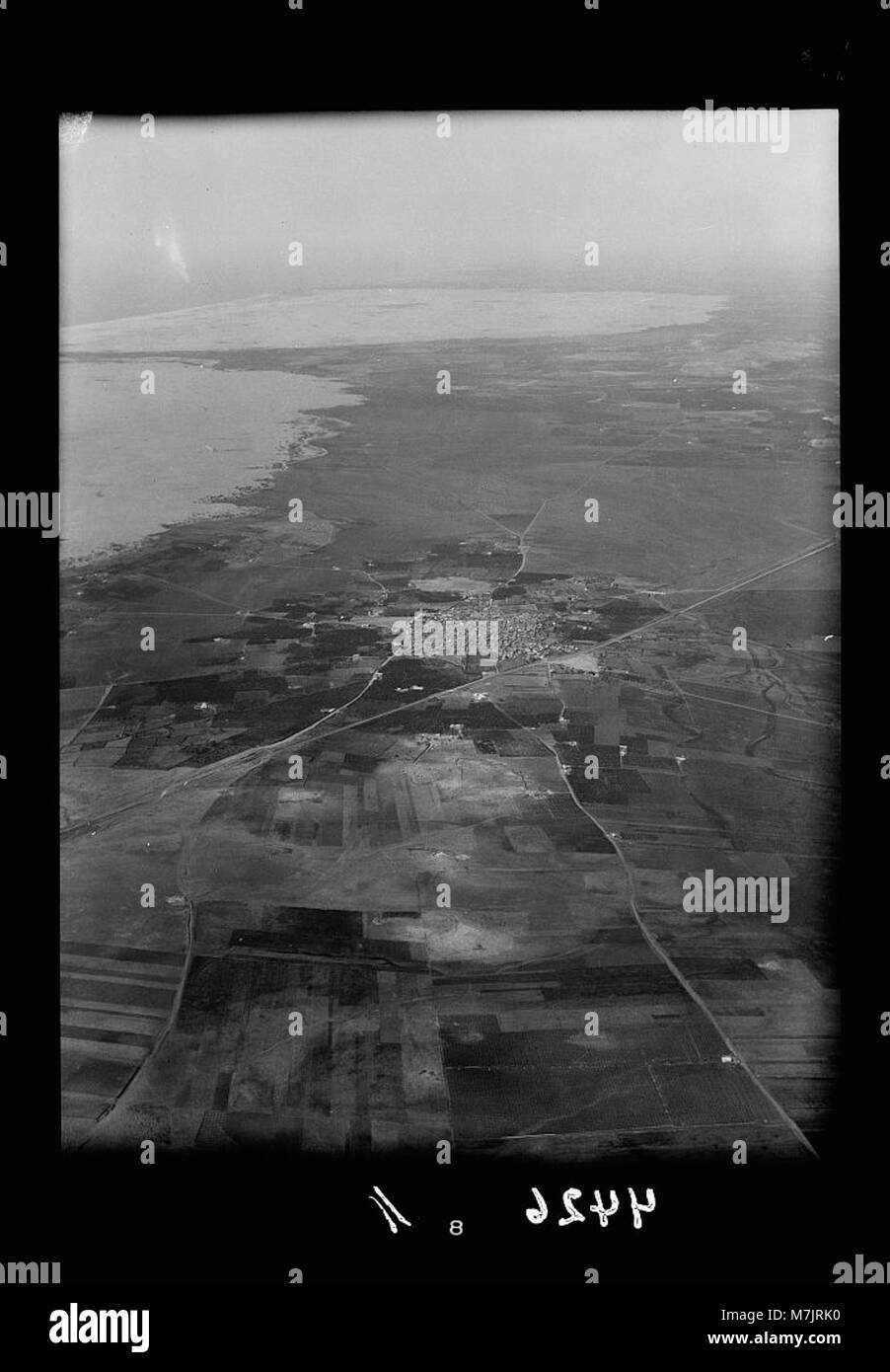 Viste di aria della Palestina. Percorso aria su Cana di Galilea, Nazaret, Pianura di Sharon, ecc. Ashdod. Home di Dagon. Invadere le onde di sabbia in distanza matpc LOC.15882 Foto Stock