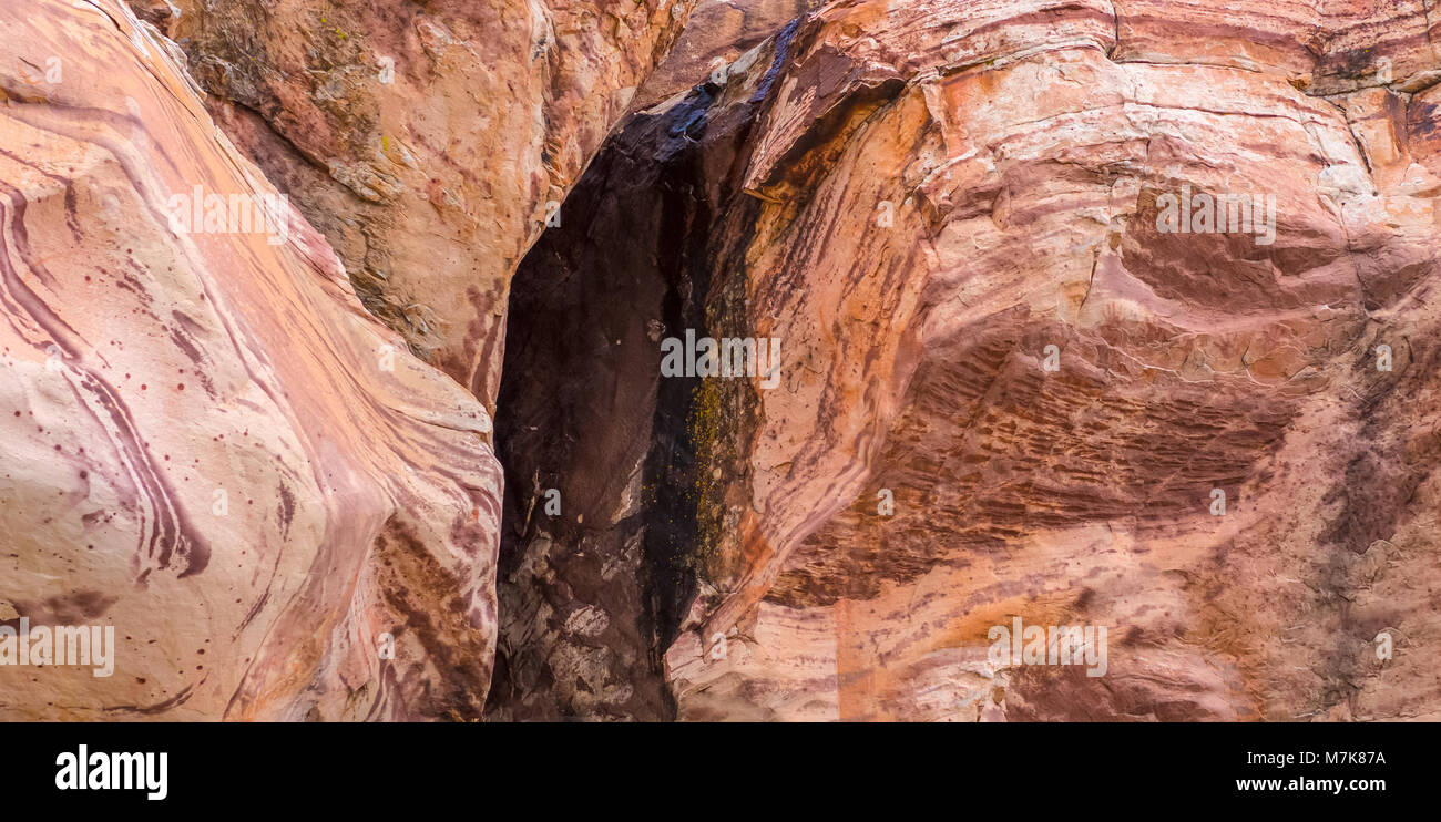 Crepaccio in Red Rock Rock face Foto Stock