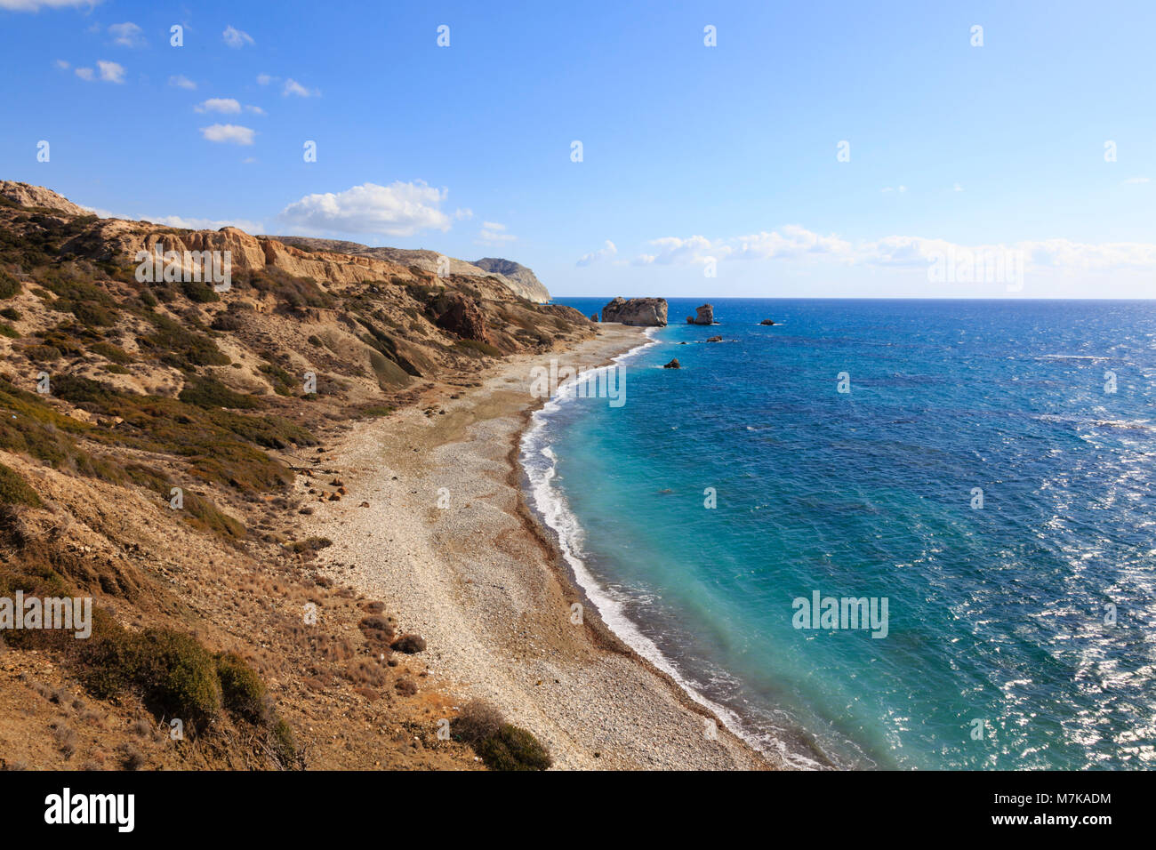Roccia di Afrodite, Petra tou Romiou, vicino a Paphos, Cipro Foto Stock