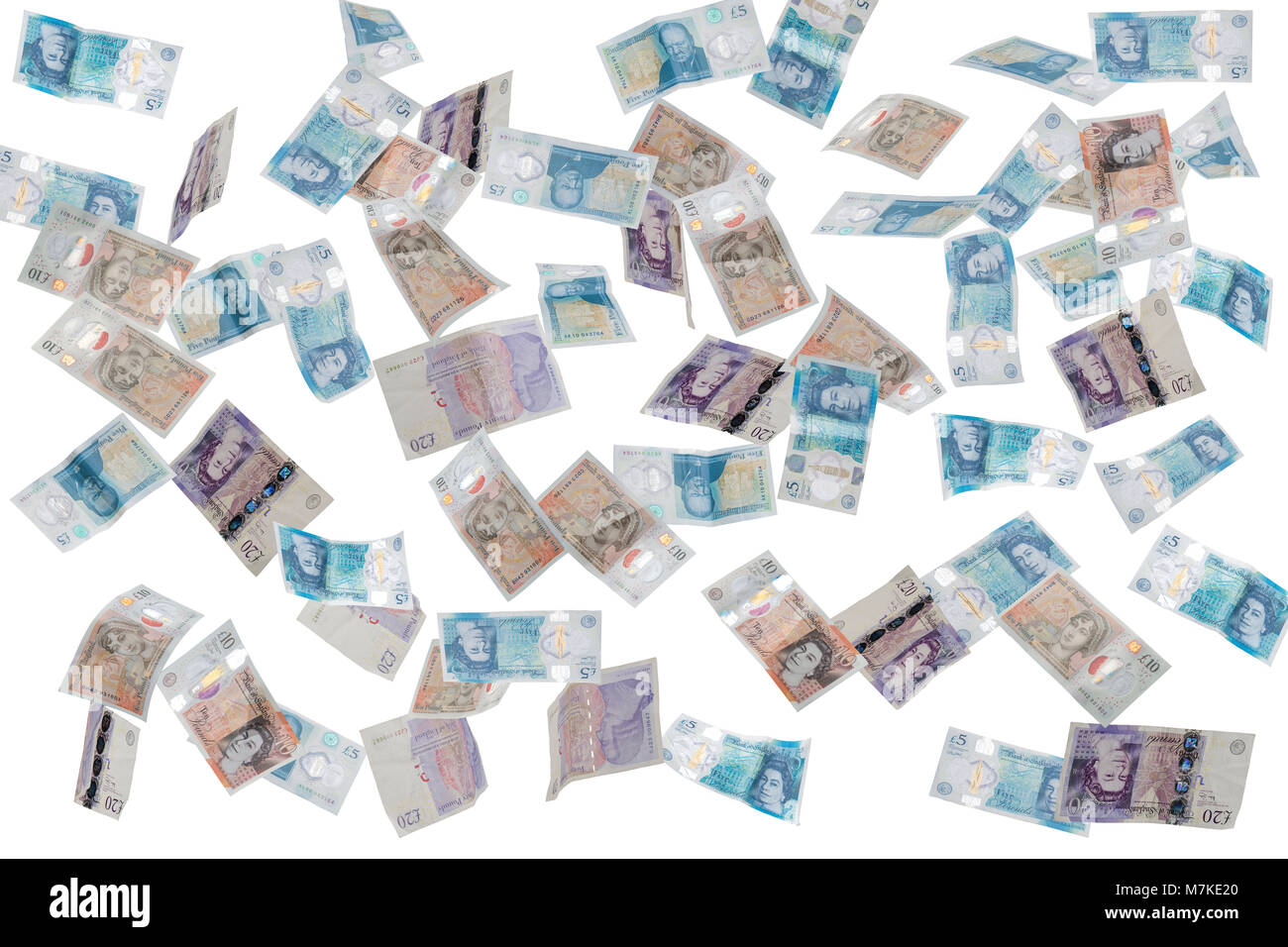 Concetto di immagine del british banconote / valuta la caduta Foto Stock