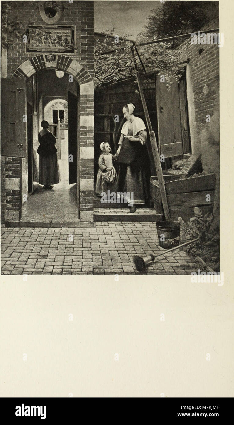 Un catalogo d'arte annotato elenca i principali dipinti di maestri olandesi, fiamminghi e francesi, con note biografiche e descrizioni dettagliate di singole opere. Foto Stock