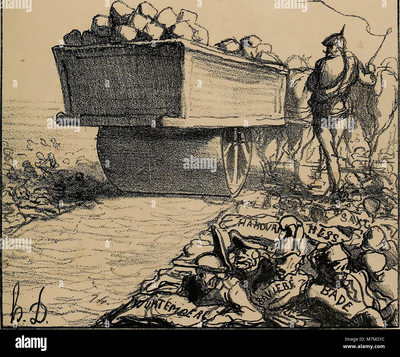 L'album du Siège è una raccolta di caricature pubblicata nel 1871 dal quotidiano satirico francese le Charivari, che descrive commenti politici e sociali durante l'assedio di Parigi. Foto Stock