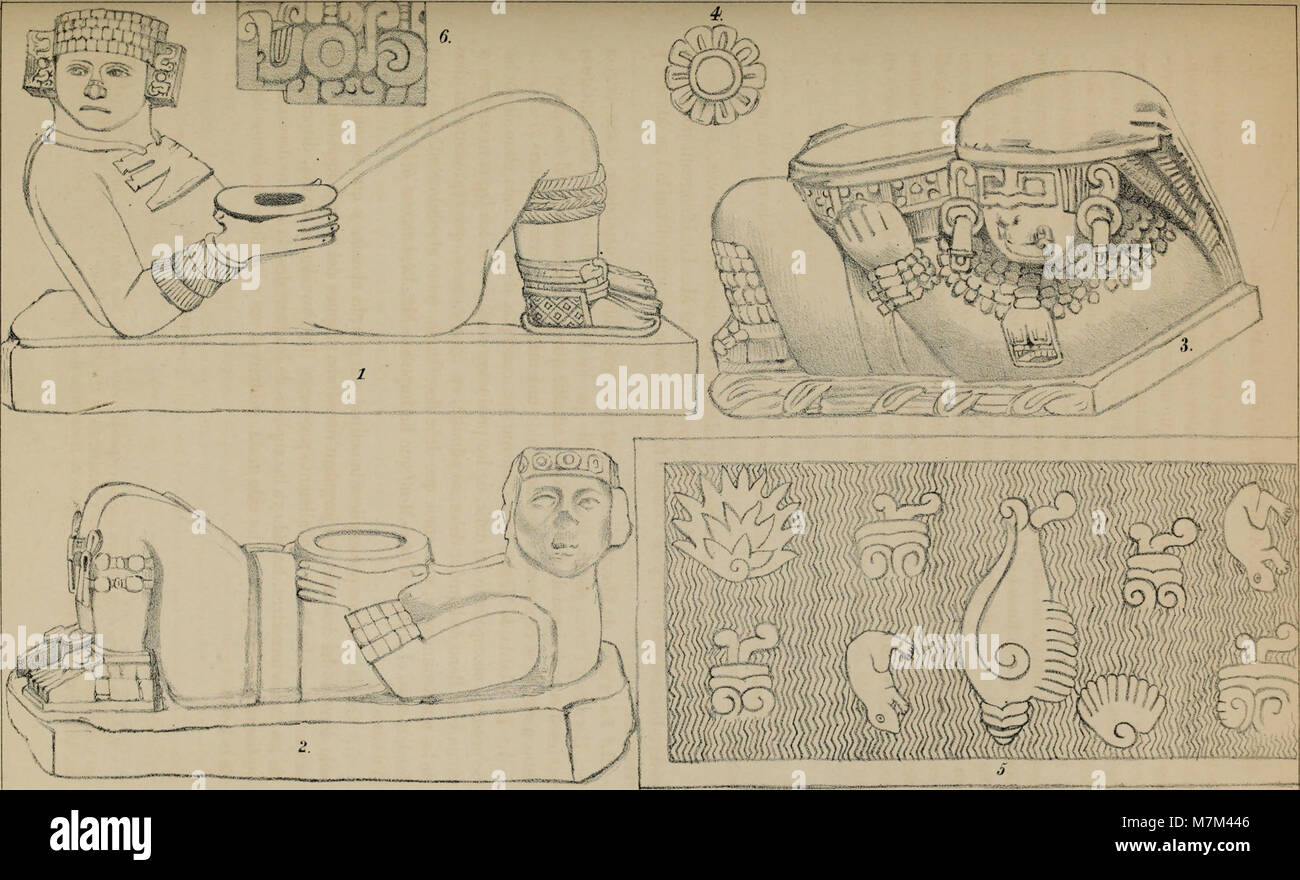 Il volume del 1877 di "Anales del Museo Nacional de México" documenta ricerche archeologiche, etnografiche e storiche del Museo Nazionale del Messico, mettendo in evidenza studi di manufatti precolombiani e di storia naturale. Foto Stock