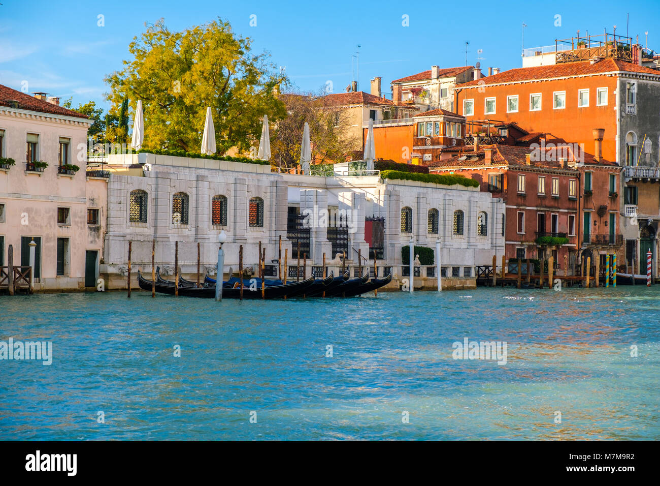 Architettura di antichi edifici tradizionali in Grand Canal, Venezia. Italia Foto Stock