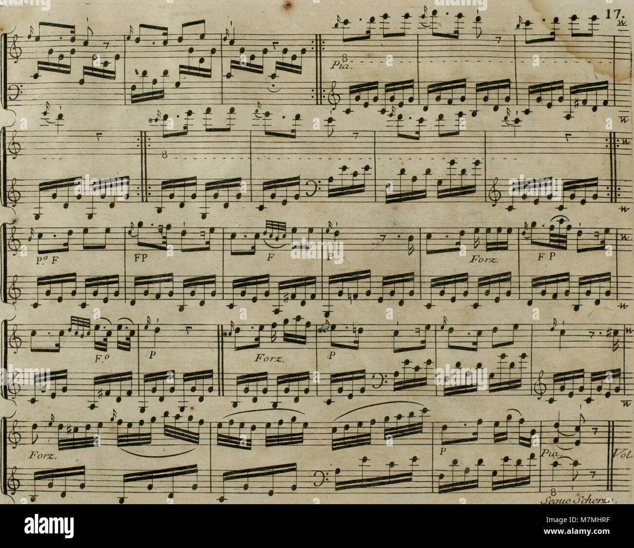 Un arrangiamento dell'Andante per violoncello del 1795 di Joseph Haydn, adattato per arpa con accompagnamento opzionale per violino, dimostrando l'adattamento musicale del XVIII secolo e la versatilità strumentale. Foto Stock