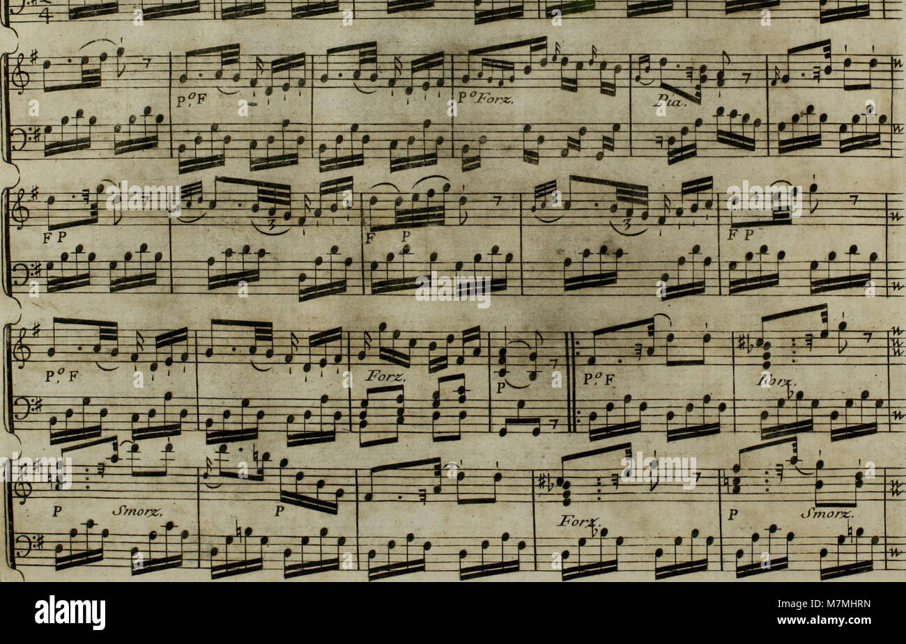 Una composizione del 1795 di Joseph Haydn intitolata "Andante du célébré", arrangiata per l'arpa con accompagnamento opzionale di violino, che mostra il suo stile classico e l'adattabilità strumentale. Foto Stock