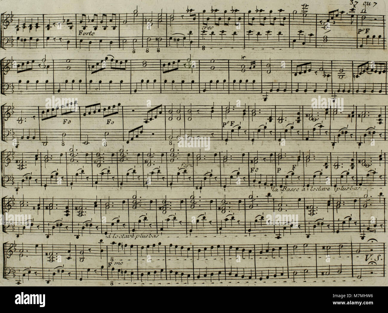 Un arrangiamento musicale del 1795 dell'Andante di Joseph Haydn, adattato per arpa con accompagnamento opzionale di violino, che riflette lo stile di musica da camera e la pratica esecutiva del tardo XVIII secolo. Foto Stock