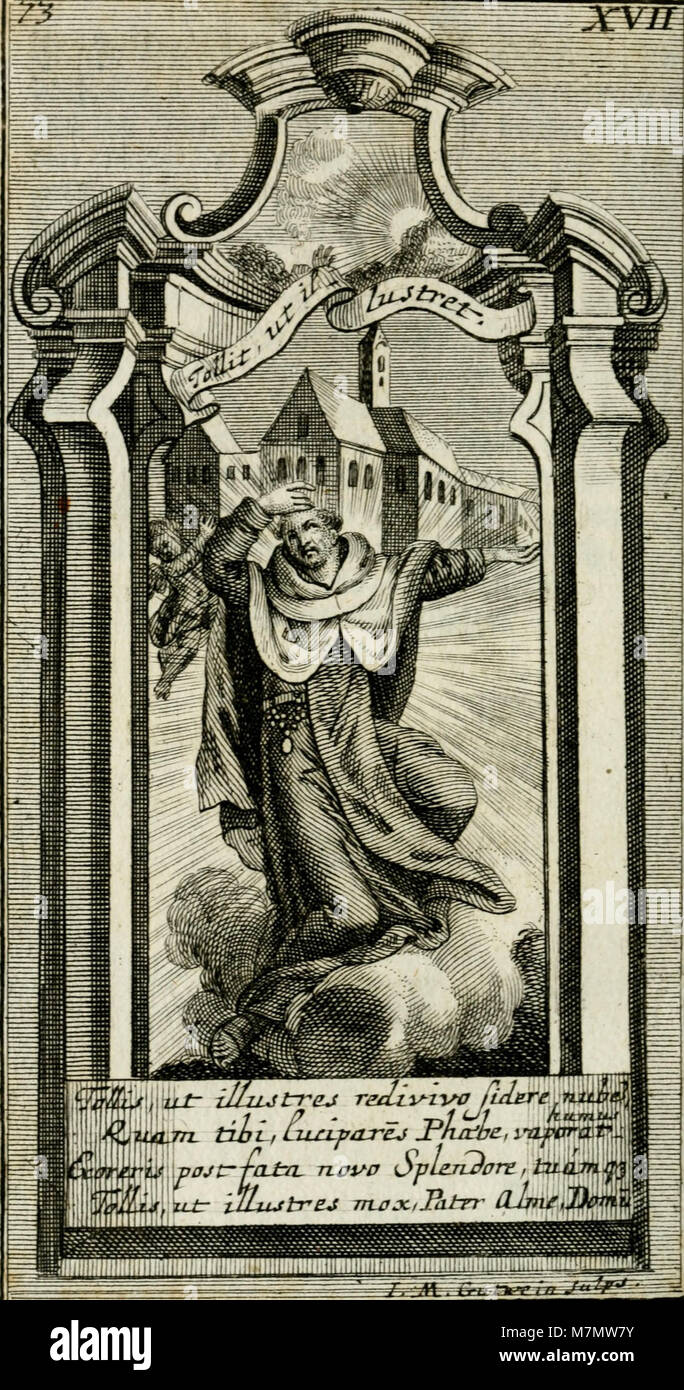 Un testo latino che descrive un apparato cerimoniale dedicato a Santa Teresa di Gesù dai Carmelitani Scalzi, commemorando la sua canonizzazione e i riti religiosi associati in Vaticano. Foto Stock