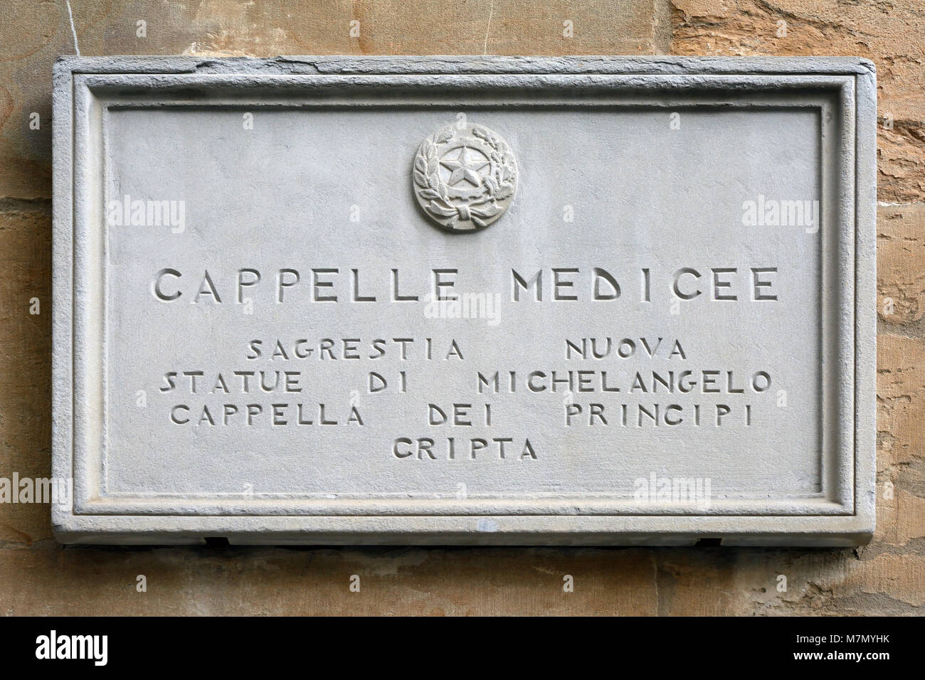 Scheda di informazioni in ingresso per le Cappelle Medicee Firenze - Italia. Foto Stock