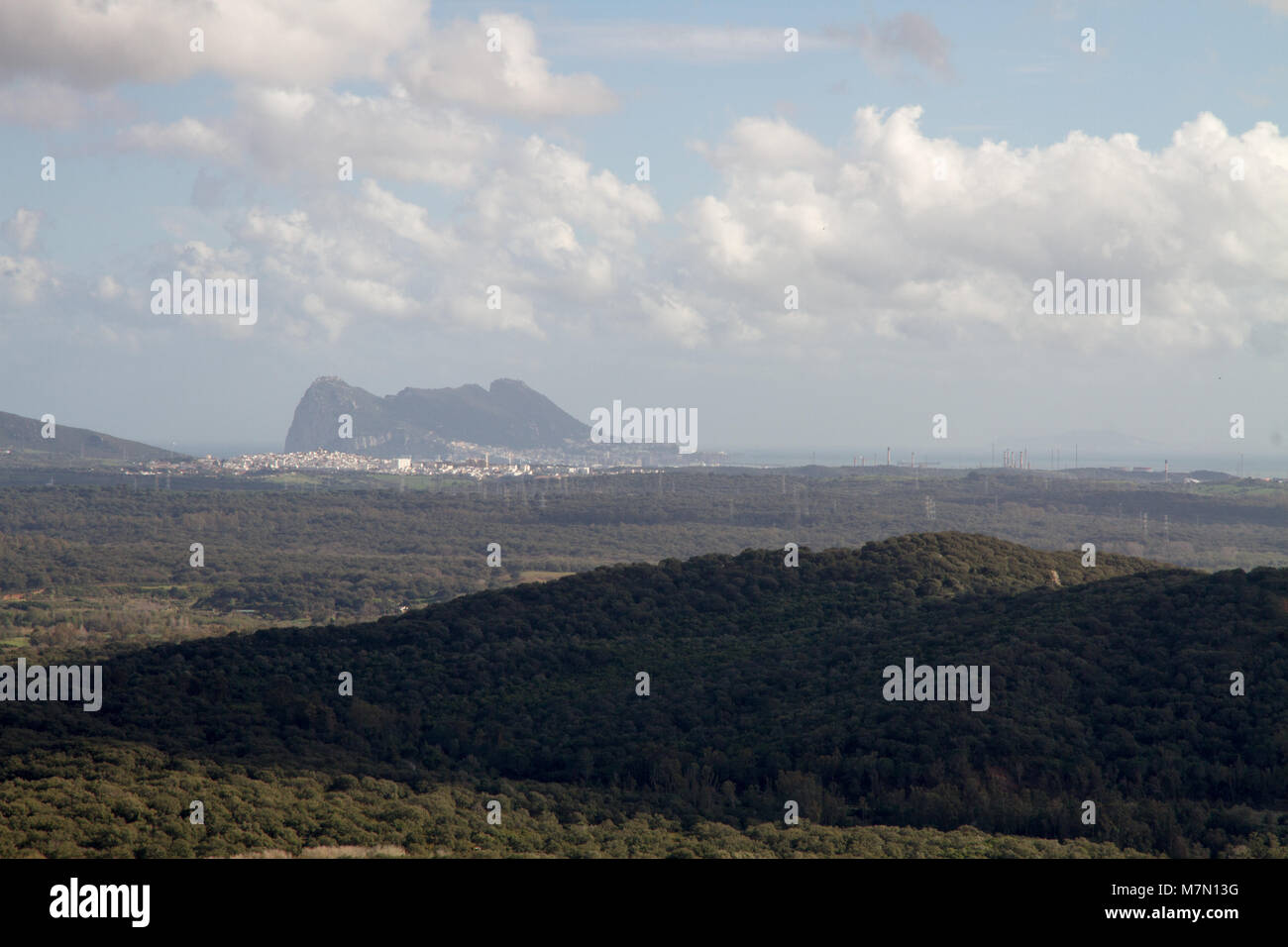 Peñon de Gibilterra. La Linea de la Concepcion, la provincia di Cadiz Cadice, Andalusia, Spagna. Gibilterra territorio britannico in Europa. Foto Stock