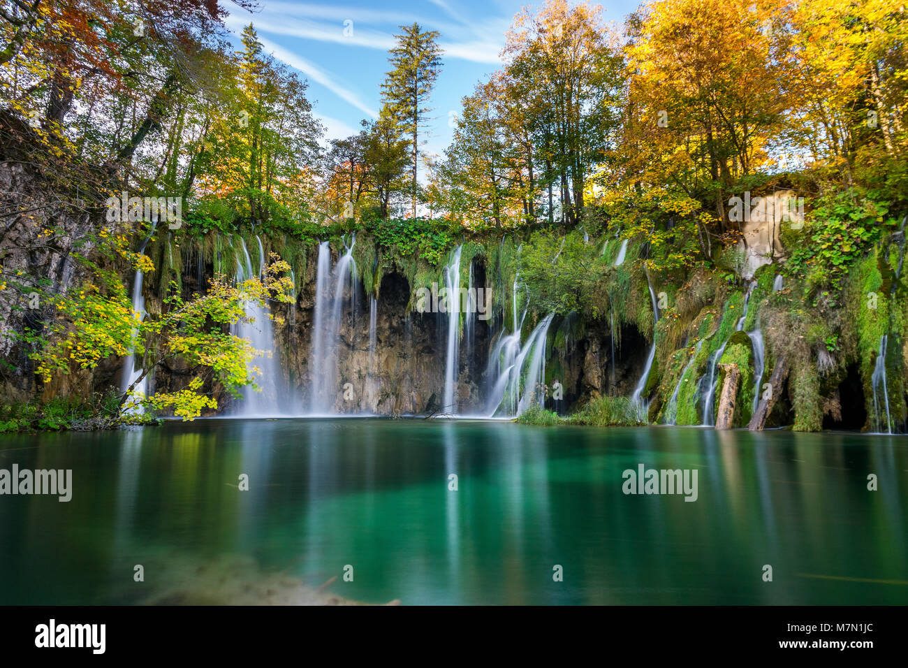 Il parco nazionale dei Laghi di Plitvice in autunno Foto Stock