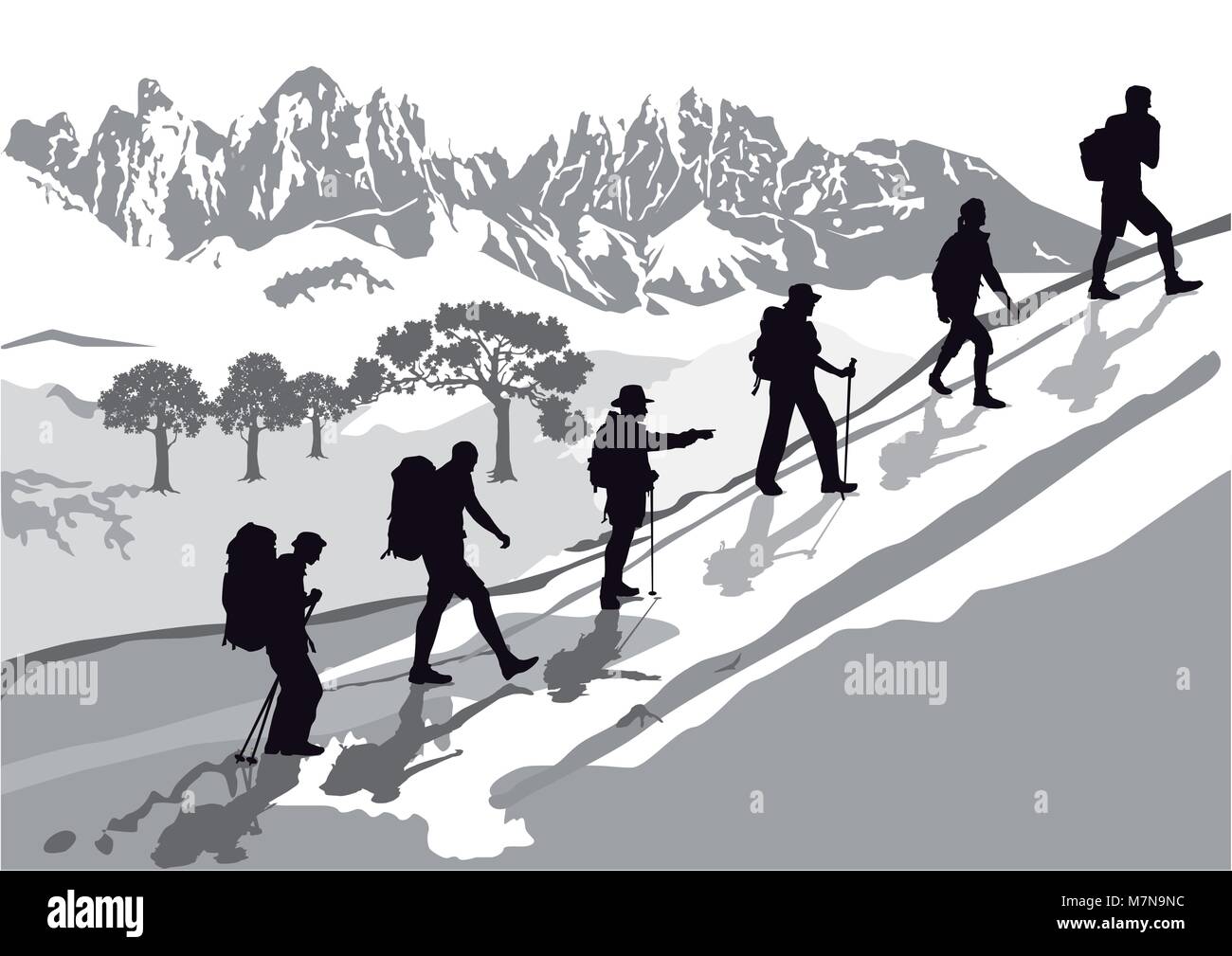 Alpinismo nel gruppo Illustrazione Vettoriale