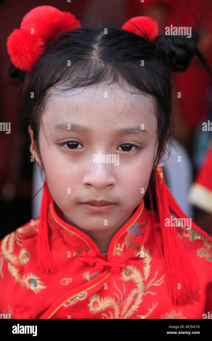 Thailandia, Bangkok, nuovo anno cinese, bambina, ritratto, persone Foto Stock