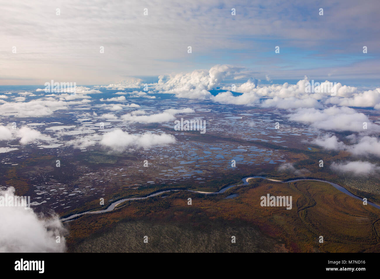 Nuvole sopra la palude, vista dall'alto Foto Stock